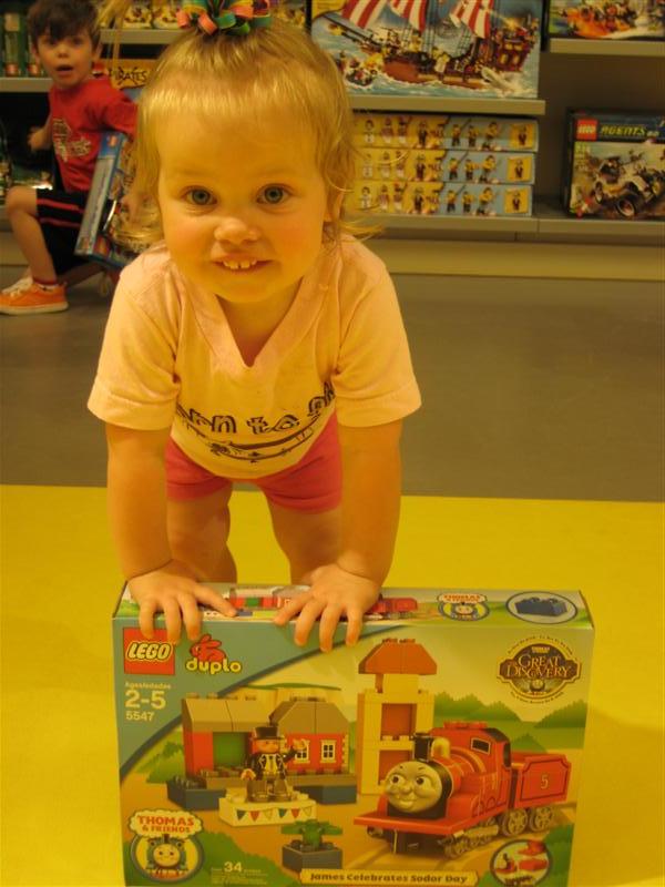 Jess_LegoStoreWGrandma (1).JPG - Gandma got me a James LEGO set!  Thanks Grandma...  By the way, I'm not sure what he did, but my bro looks awfully guilty?